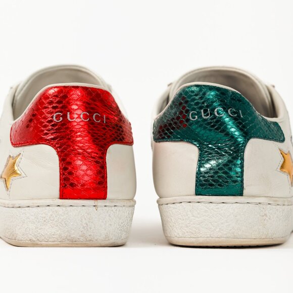 Gucci Ace Stars White Leather Low-Top Sneakers - Picture 10 of 13